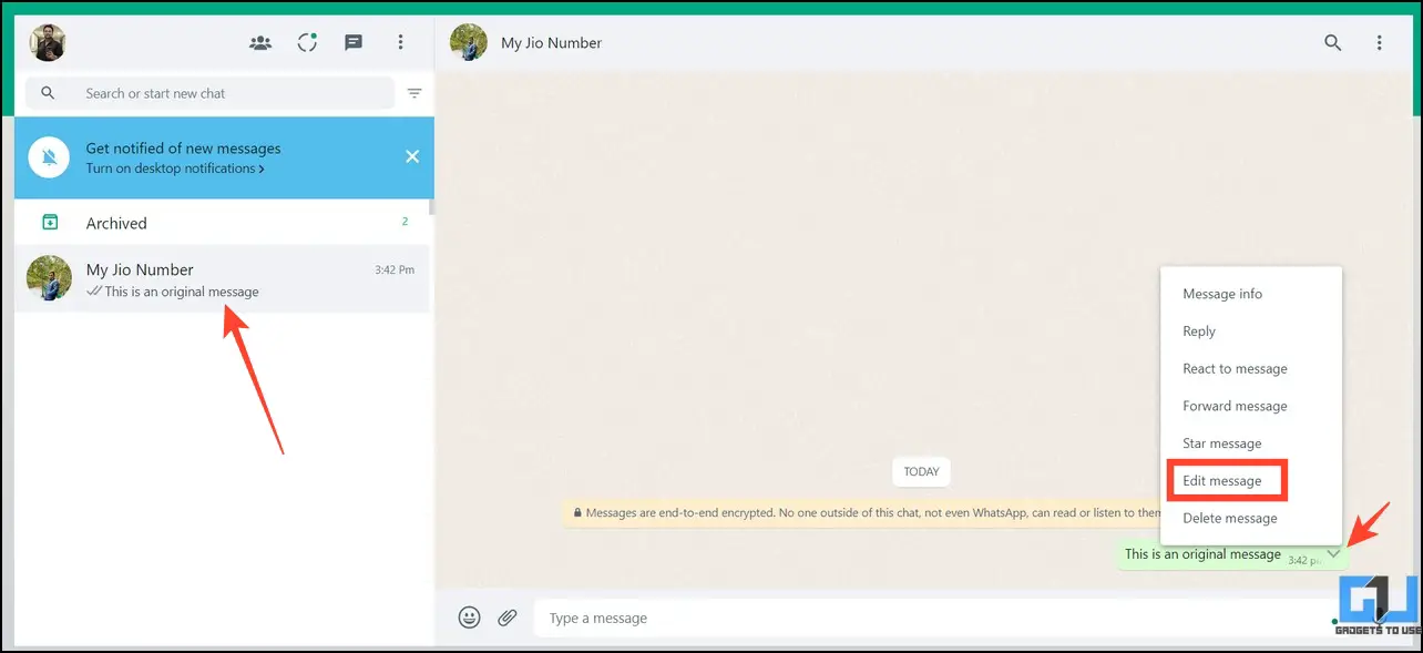 Edit Your WhatsApp Messages on PC