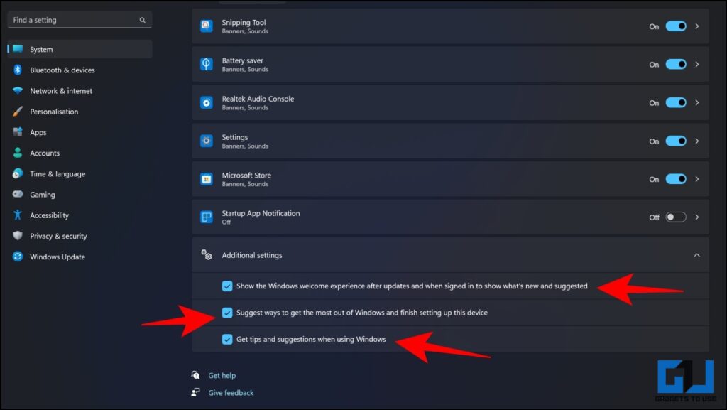 disable notification ads in windows 11