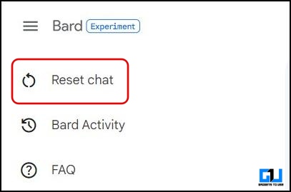 reset bard chat button