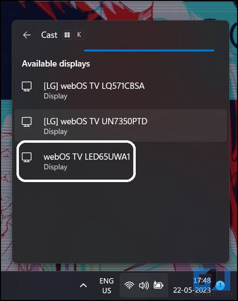 Screen Mirror to WebOS TV from Windows