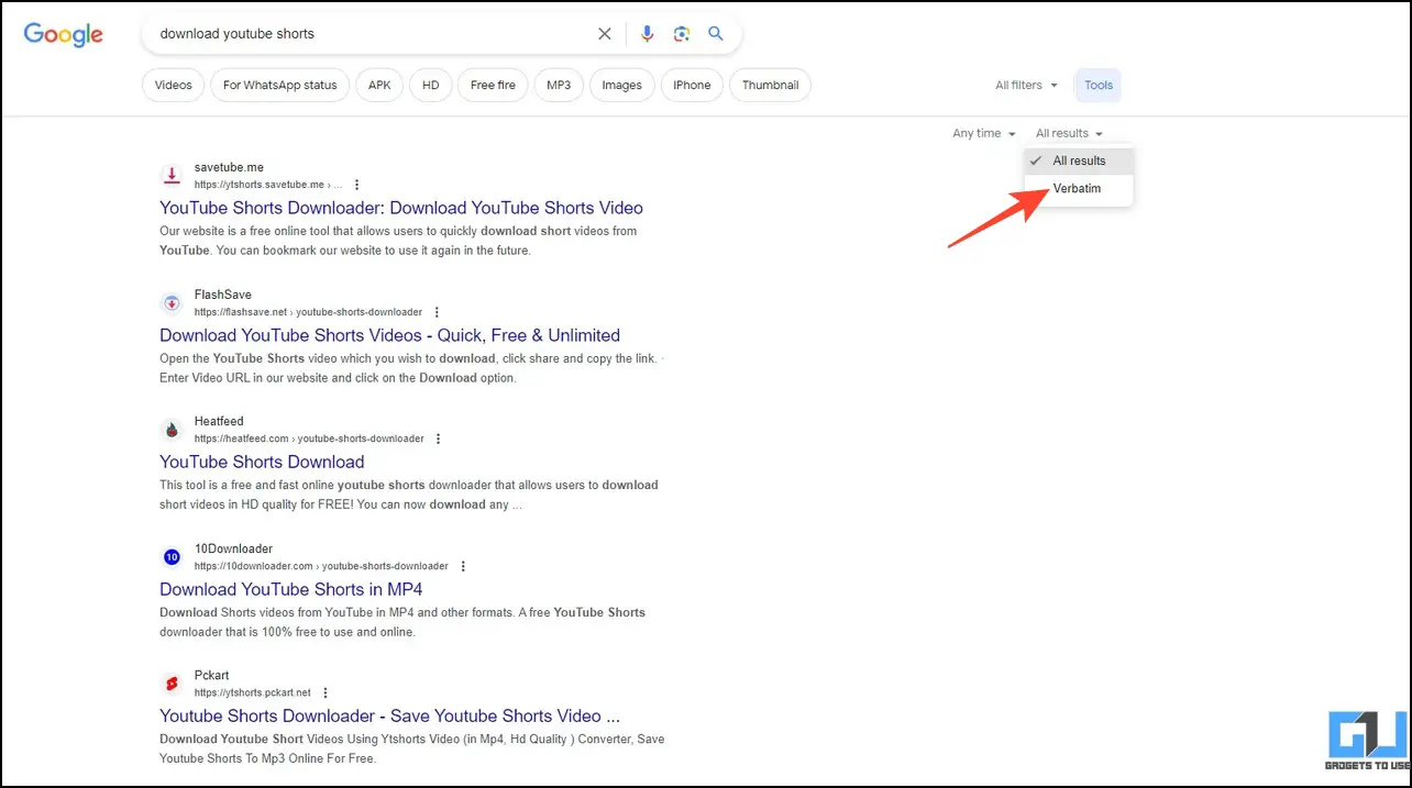 Remove YouTube Video Results using Verbatim search