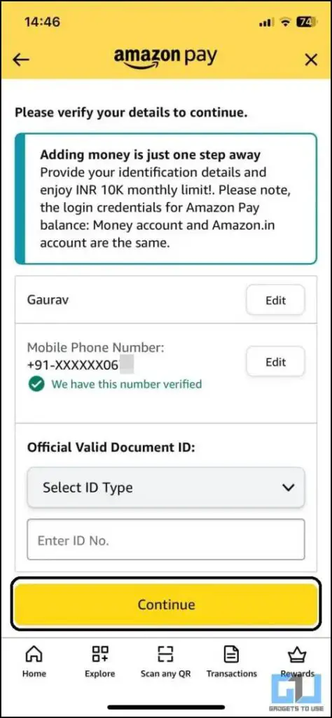 Deposit Rs. 2000 notes to Amazon Pay Balance