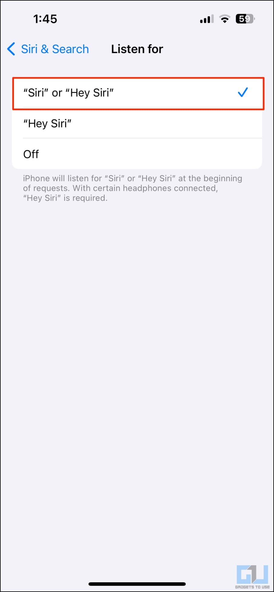Change Hey Siri to just Siri on iOS 17