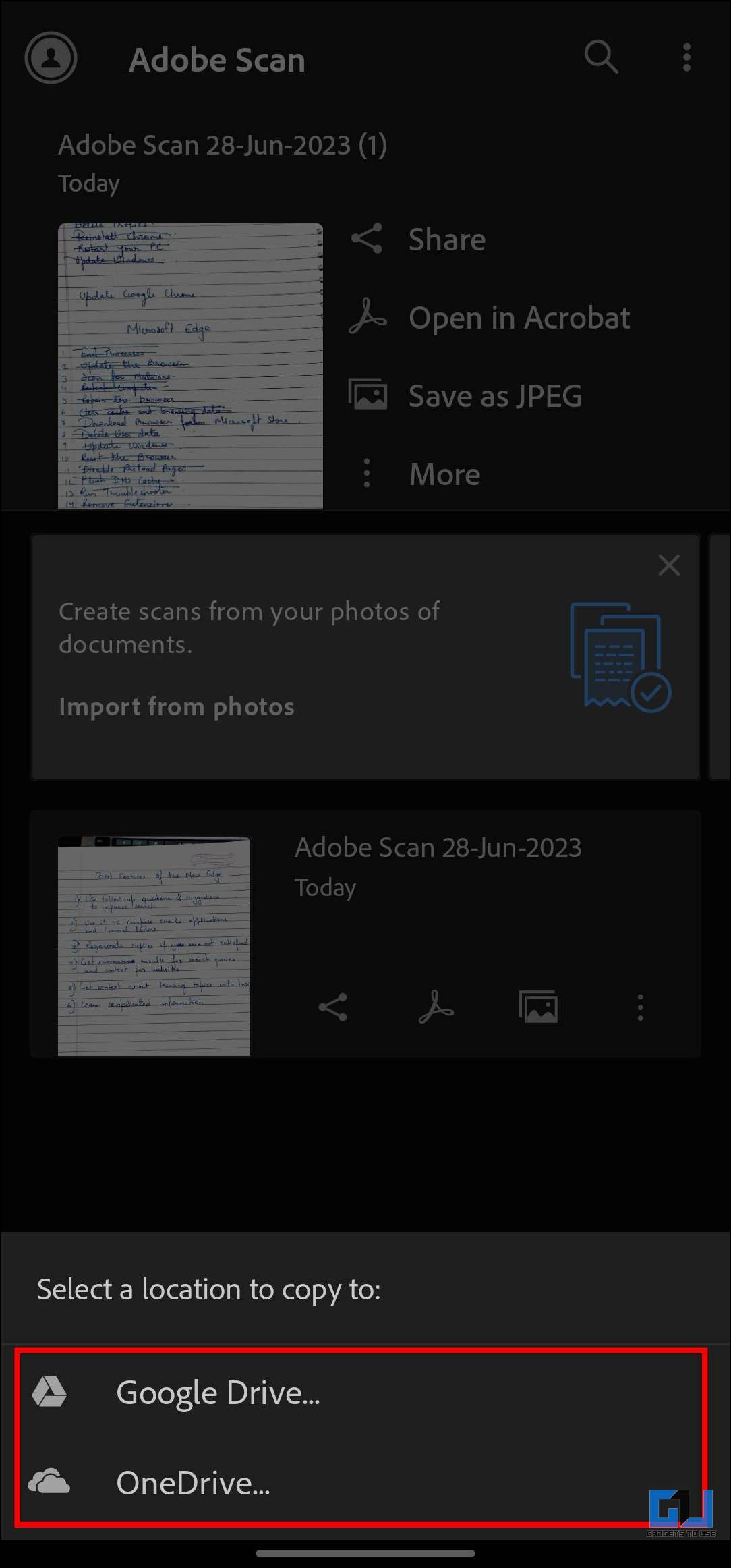 Export or Download PDF in Adobe Scan for Free