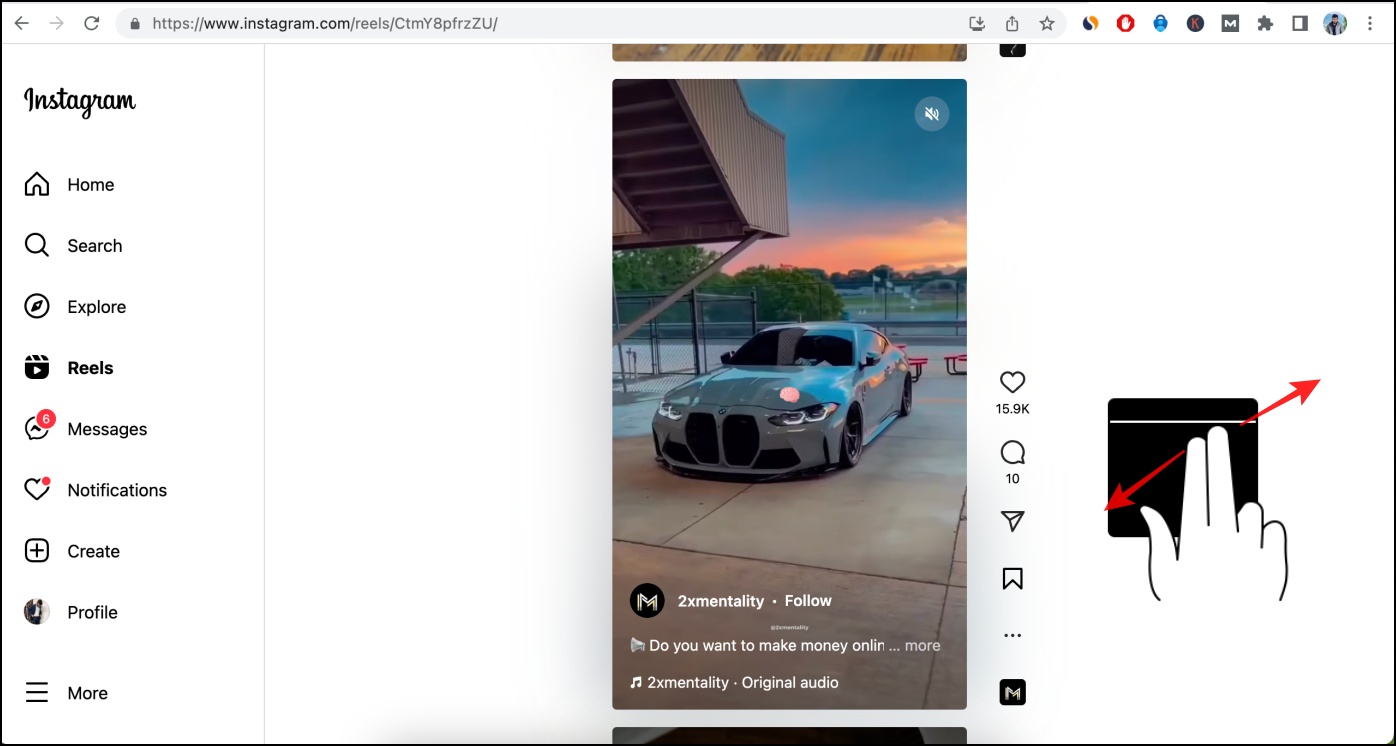Zoom Instagram Reel on Desktop