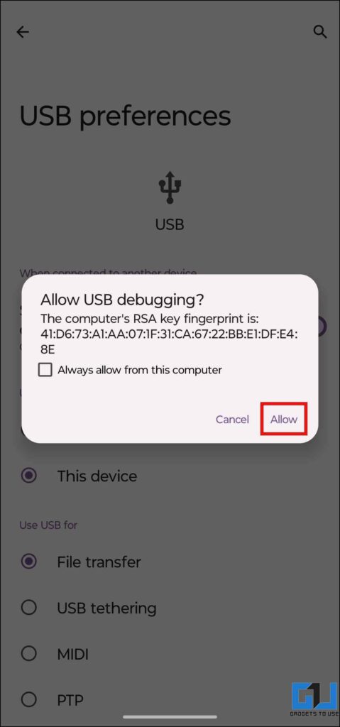 Mirror Android to Windows using scrcpy