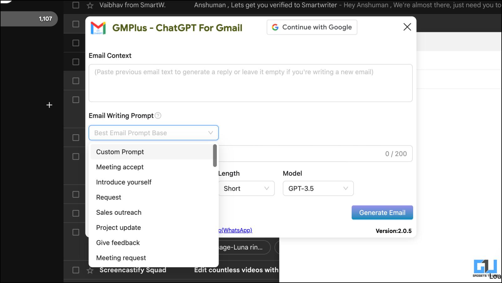 write email with GMPlus AI tool