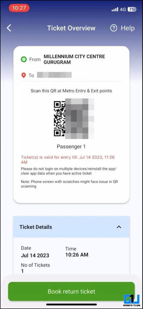 book Delhi Metro app QR mobile app based ticket