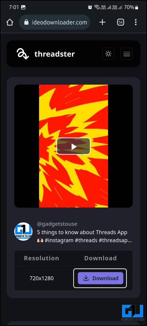 Download Video from Threads App