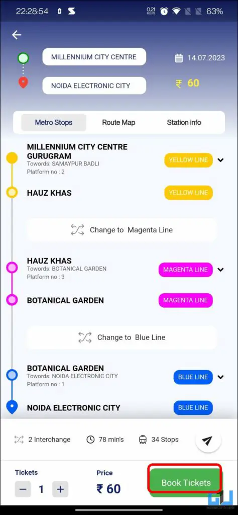 book Delhi Metro app QR mobile app based ticket