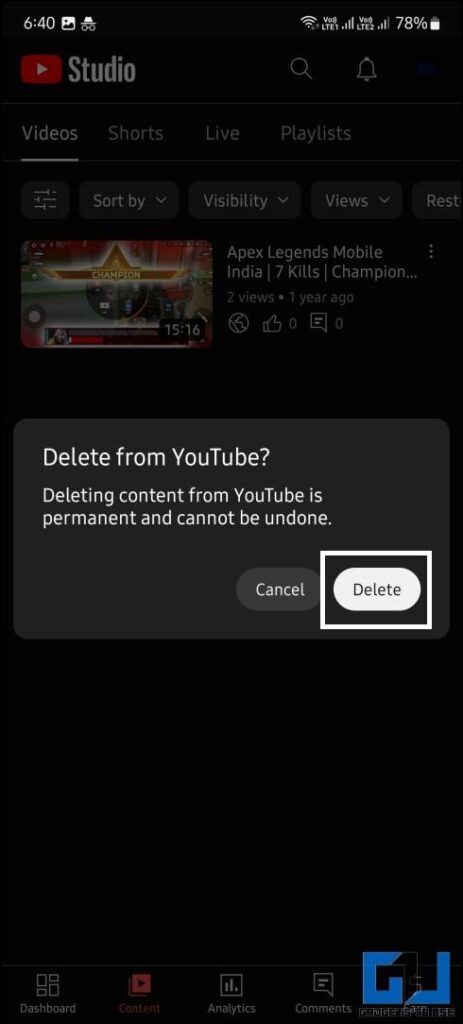 Delete Your YouTube Videos