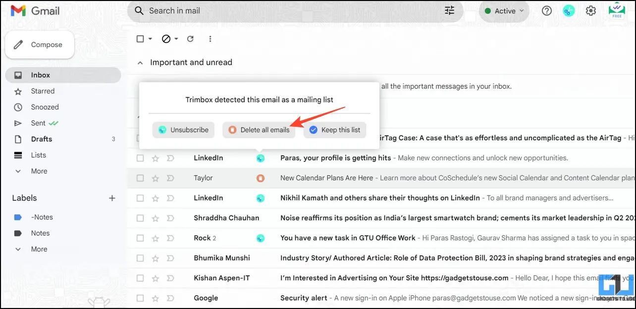 Blocca le email con la parola o la frase Gmail