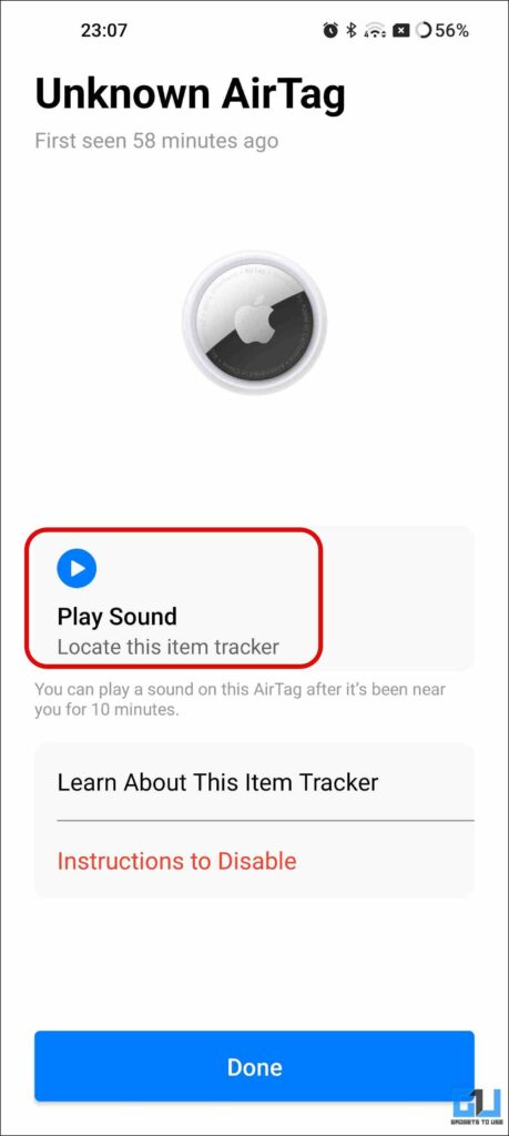 Detect Unknown tracker or AirTag on Android using Tracker Detect