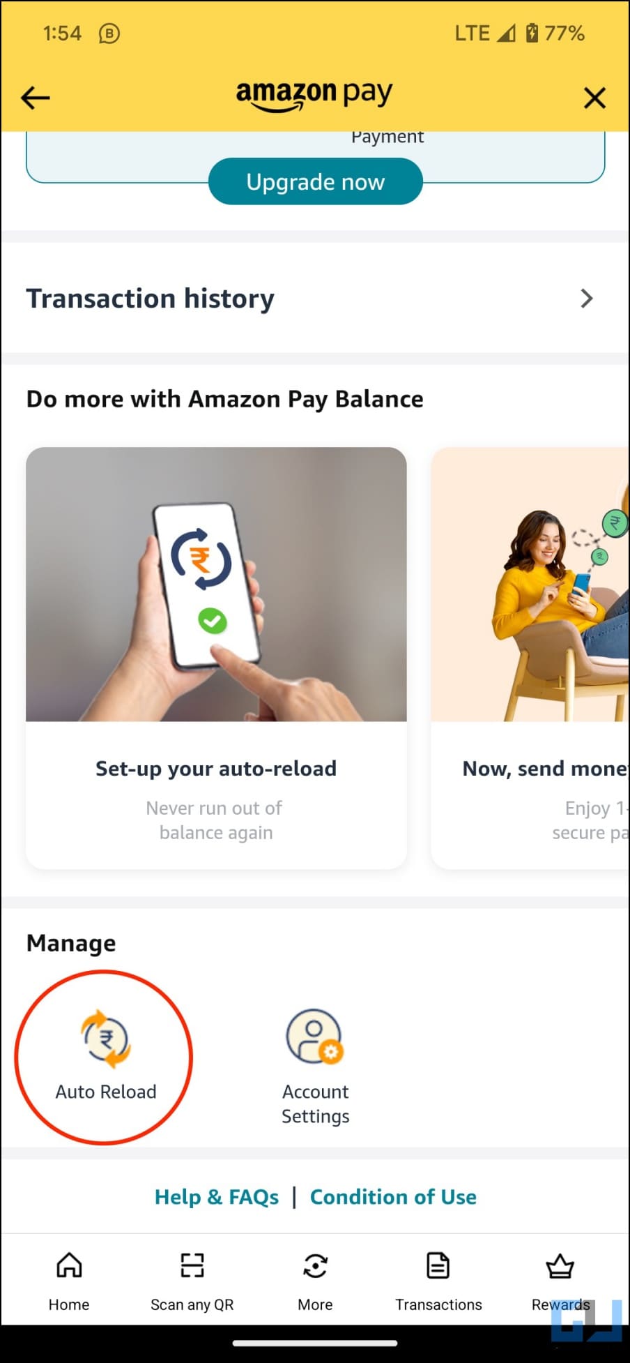 Enable Auto Reload for Amazon Pay Balance in India