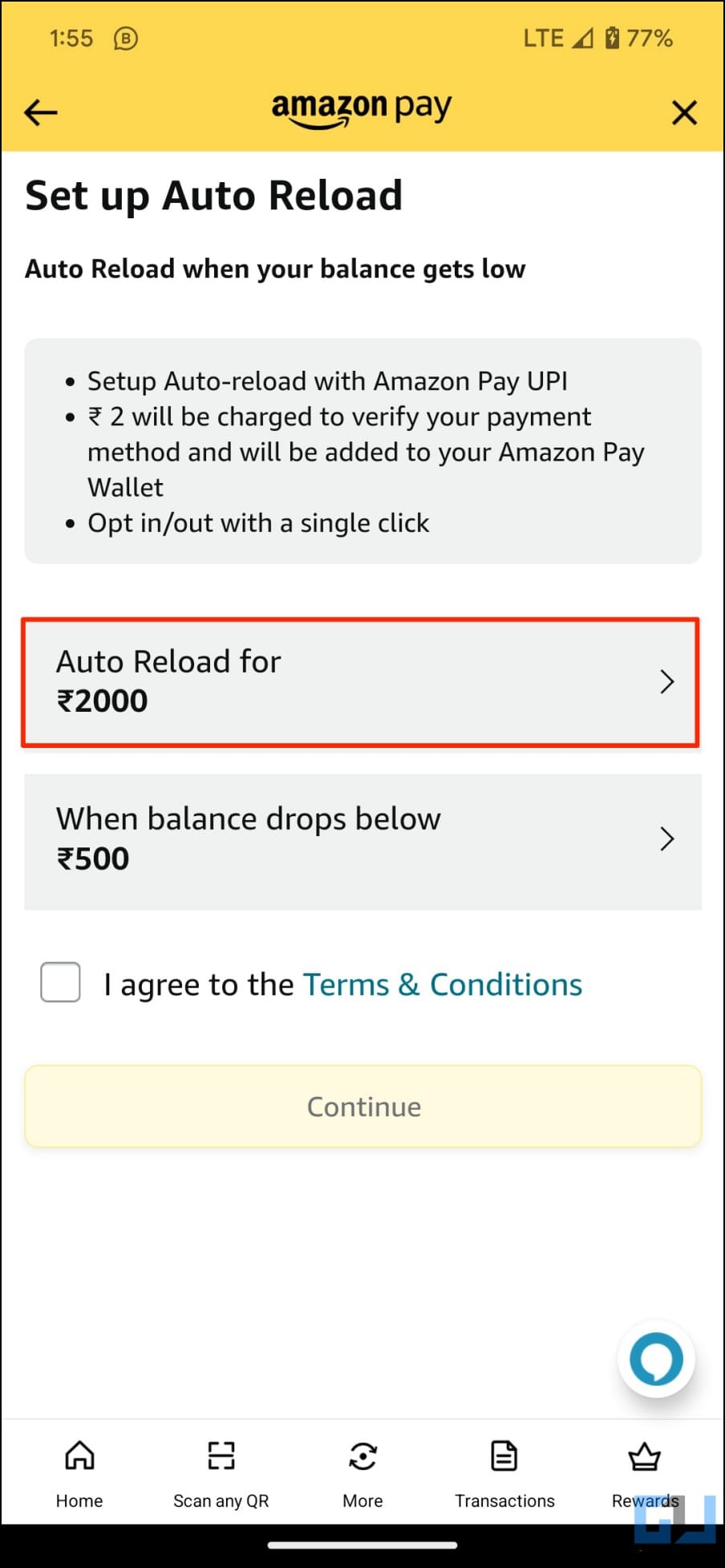 Auto Reload Amazon Pay Balance