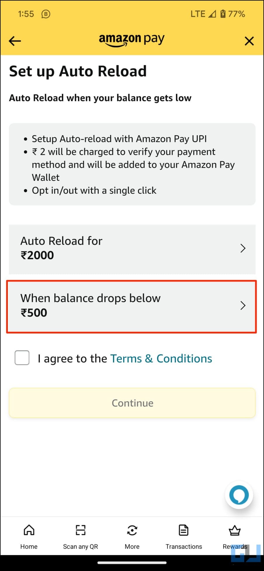 Auto Reload Amazon Pay Balance