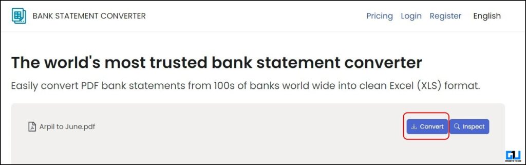 Convert bank statement to excel