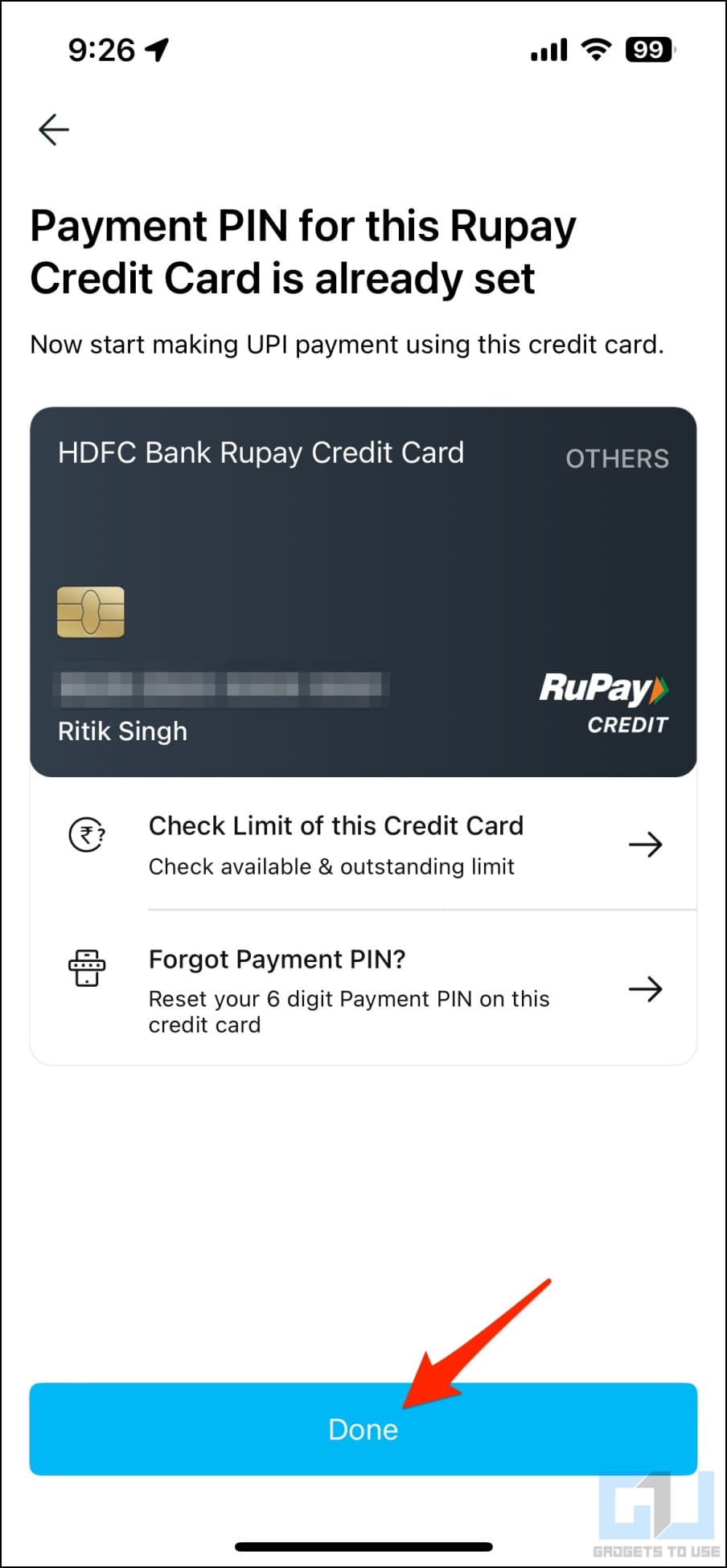 Add Rupay Credit Card to Paytm UPI