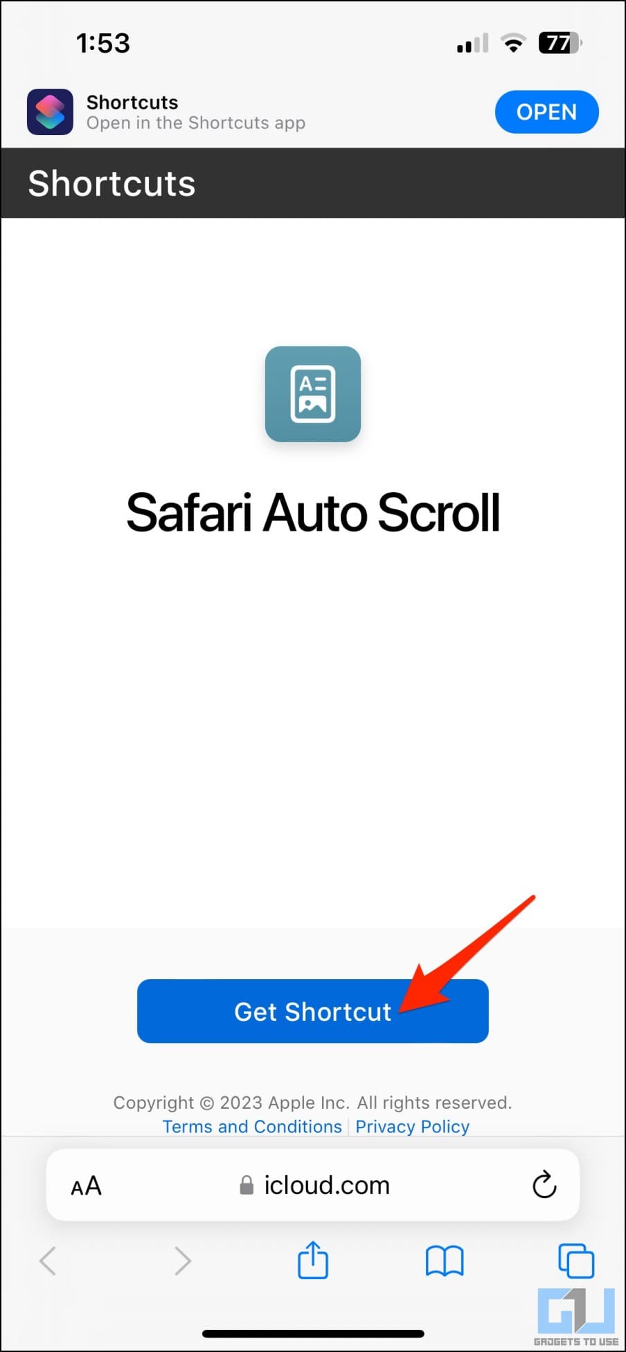 Safari Auto Scroll Shortcut for Instagram Feed