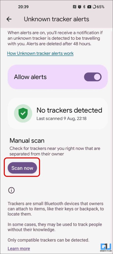 Detect or Scan Unknown tracker or AirTag on Android