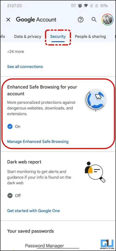 Disable Enhanced Safe Browsing in Google Account