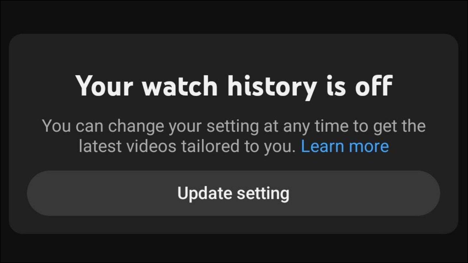 avoid enabling YouTube Watch History