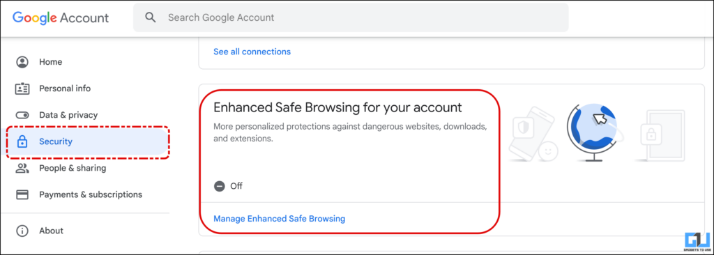 Enhanced Safe Browsing in Google Account