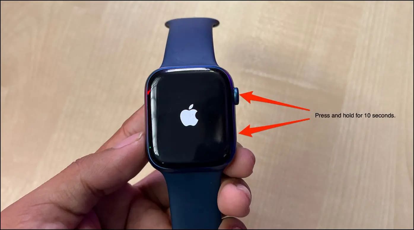 Press Crown and Side Key to Force Restart Apple Watch