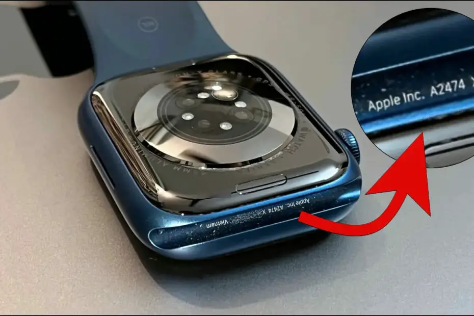 Apple Watch Model Number Visible under Strap Slit