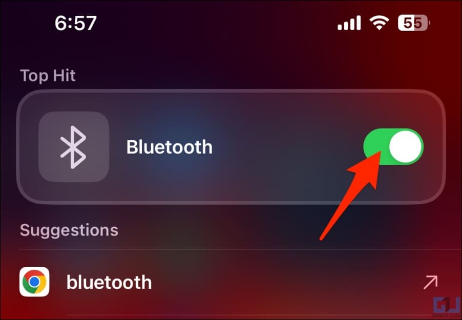 Bluetooth Shortcut in Spotlight Search