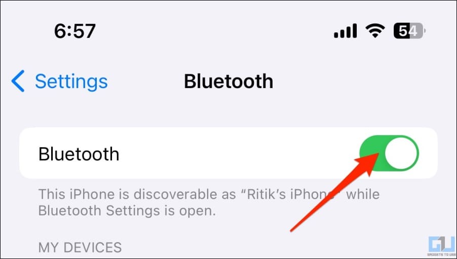 Toggle the Bluetooth Switch