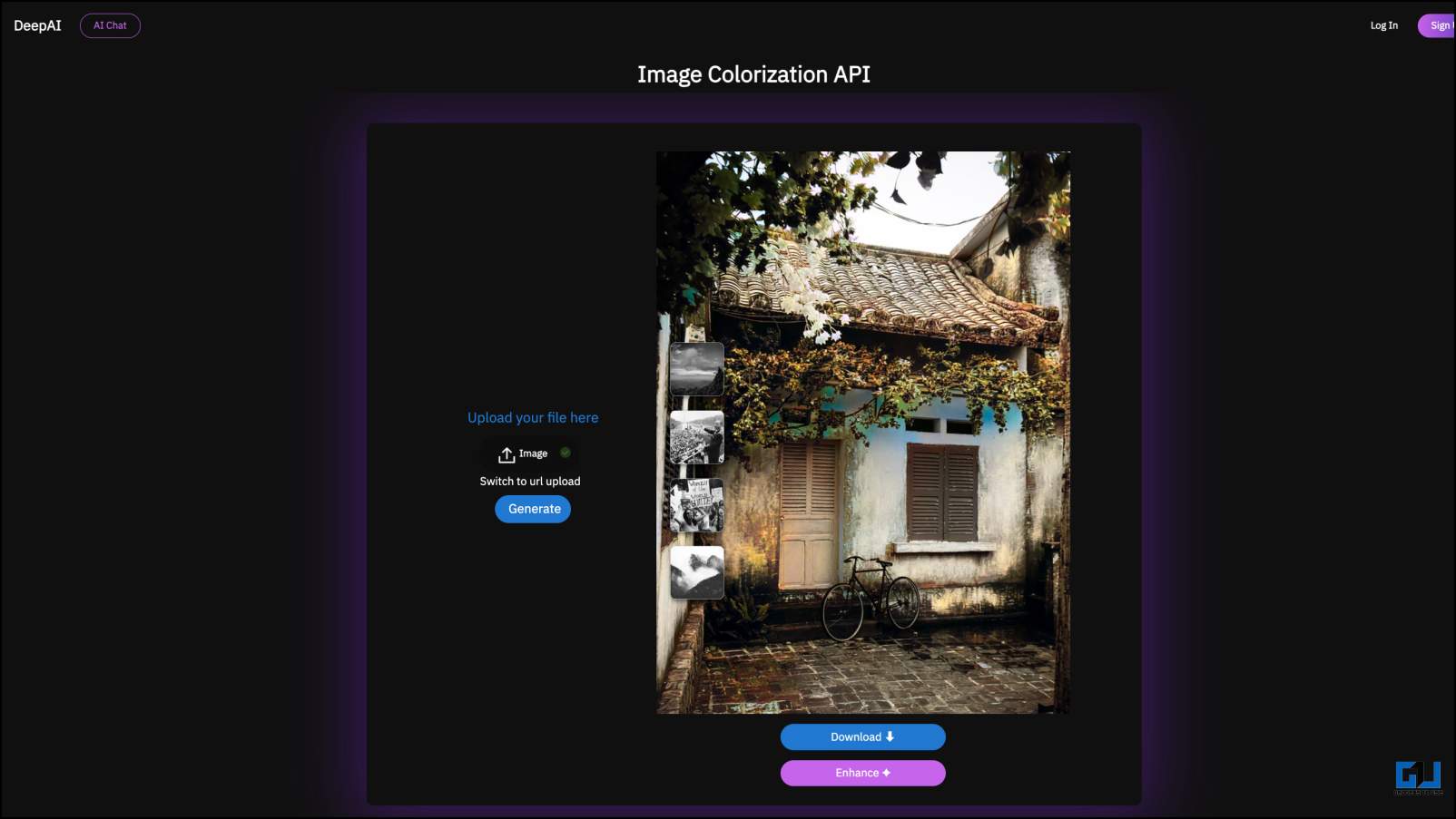 colorize black and white photos with Deep.AI