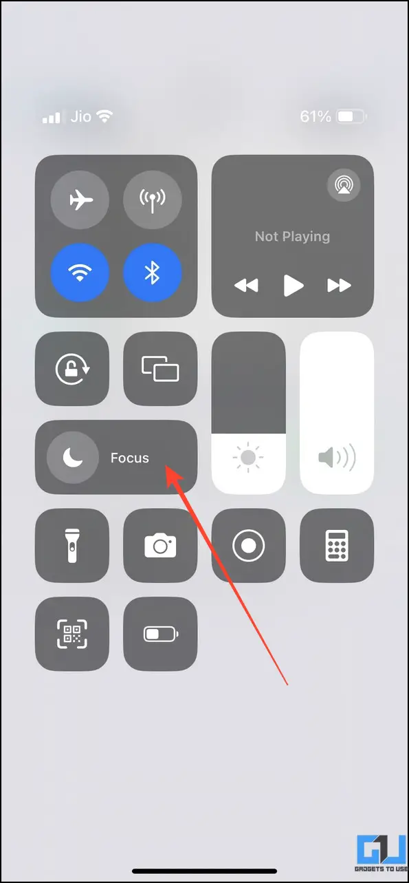 Access Focus mode from Control Center