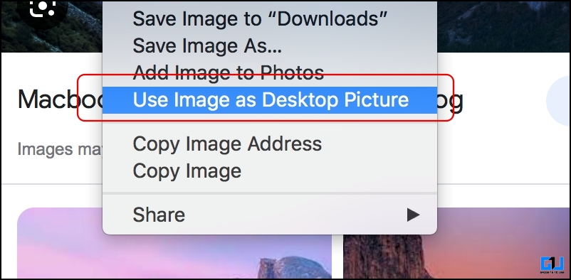 set Desktop image background directly from Safari browser on Mac