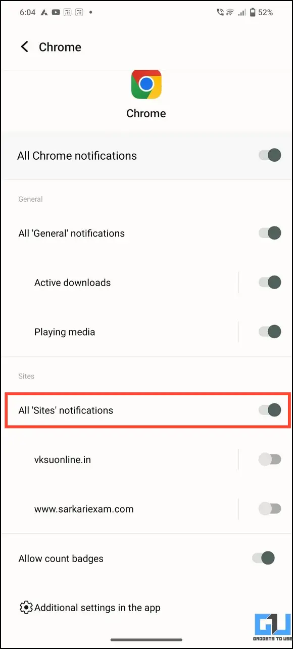 Disable Toggle for all Notifications
