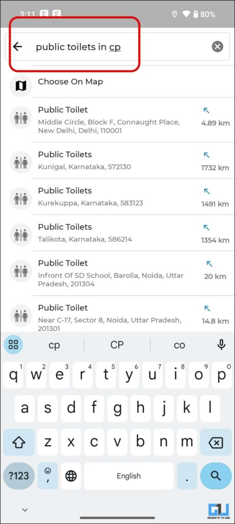 search public toilet in CP