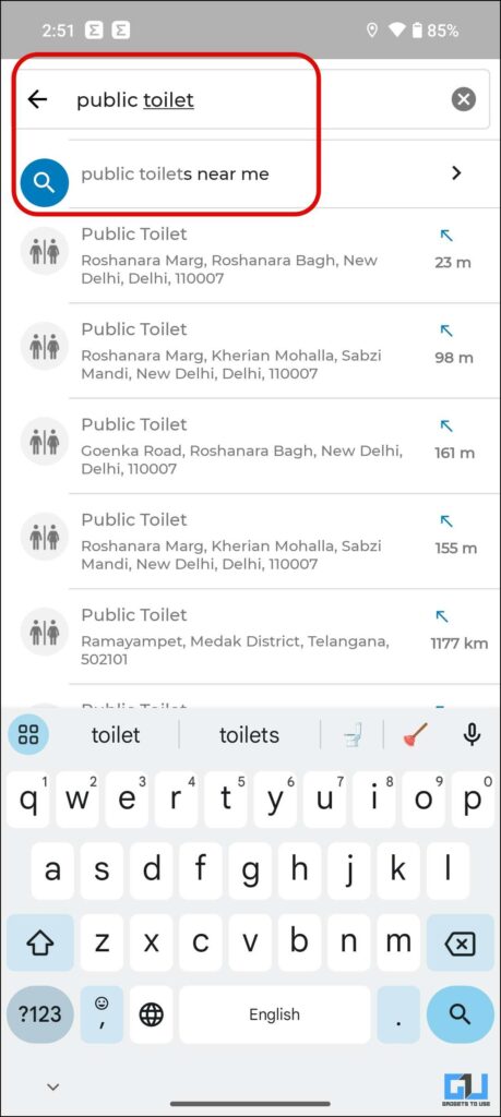 search public toilets