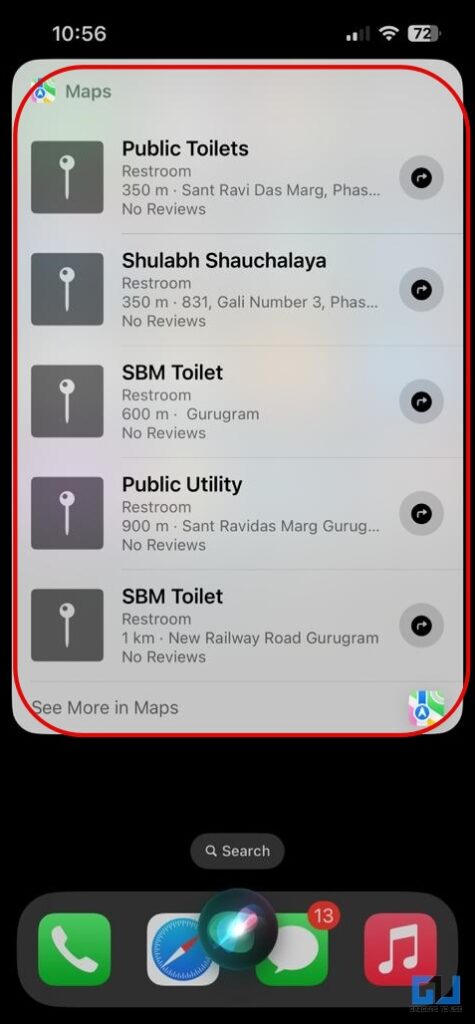 search public toilet using Siri