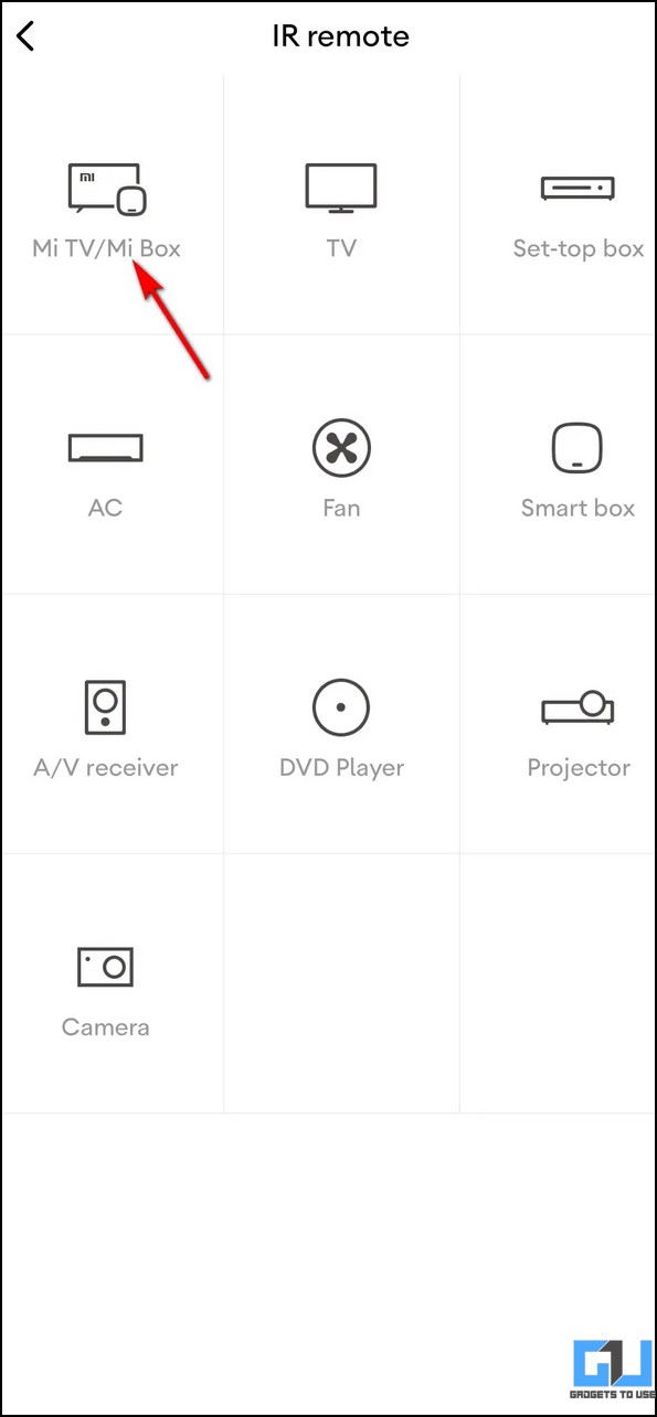 Select Mi Box or Mi TV from the menu