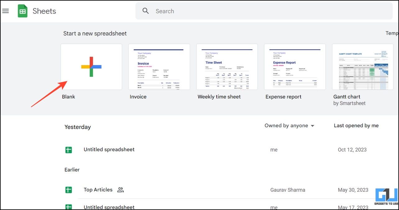 Create a new Google Sheet