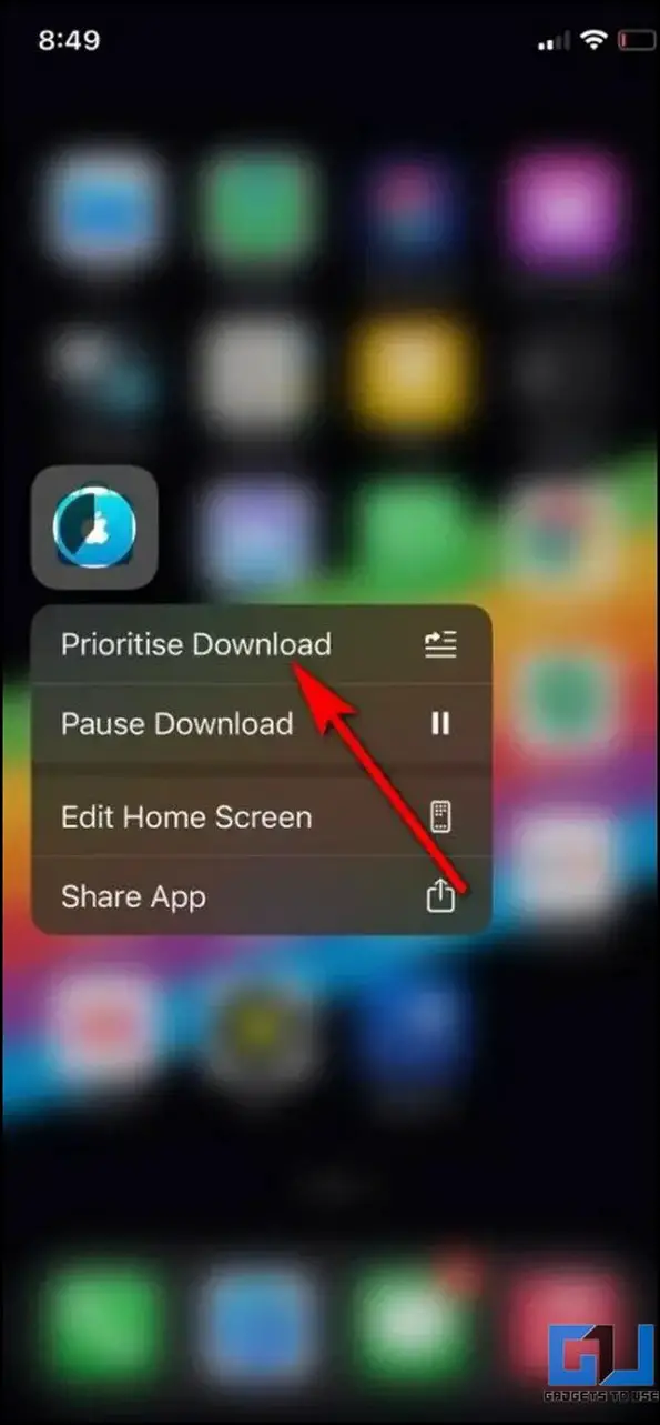 Tap and Hold and select Prioritise Download