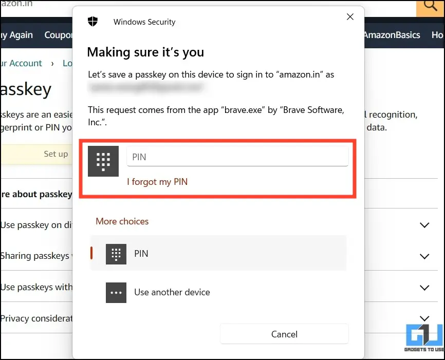 Set up your passkey using the on device authentication system
