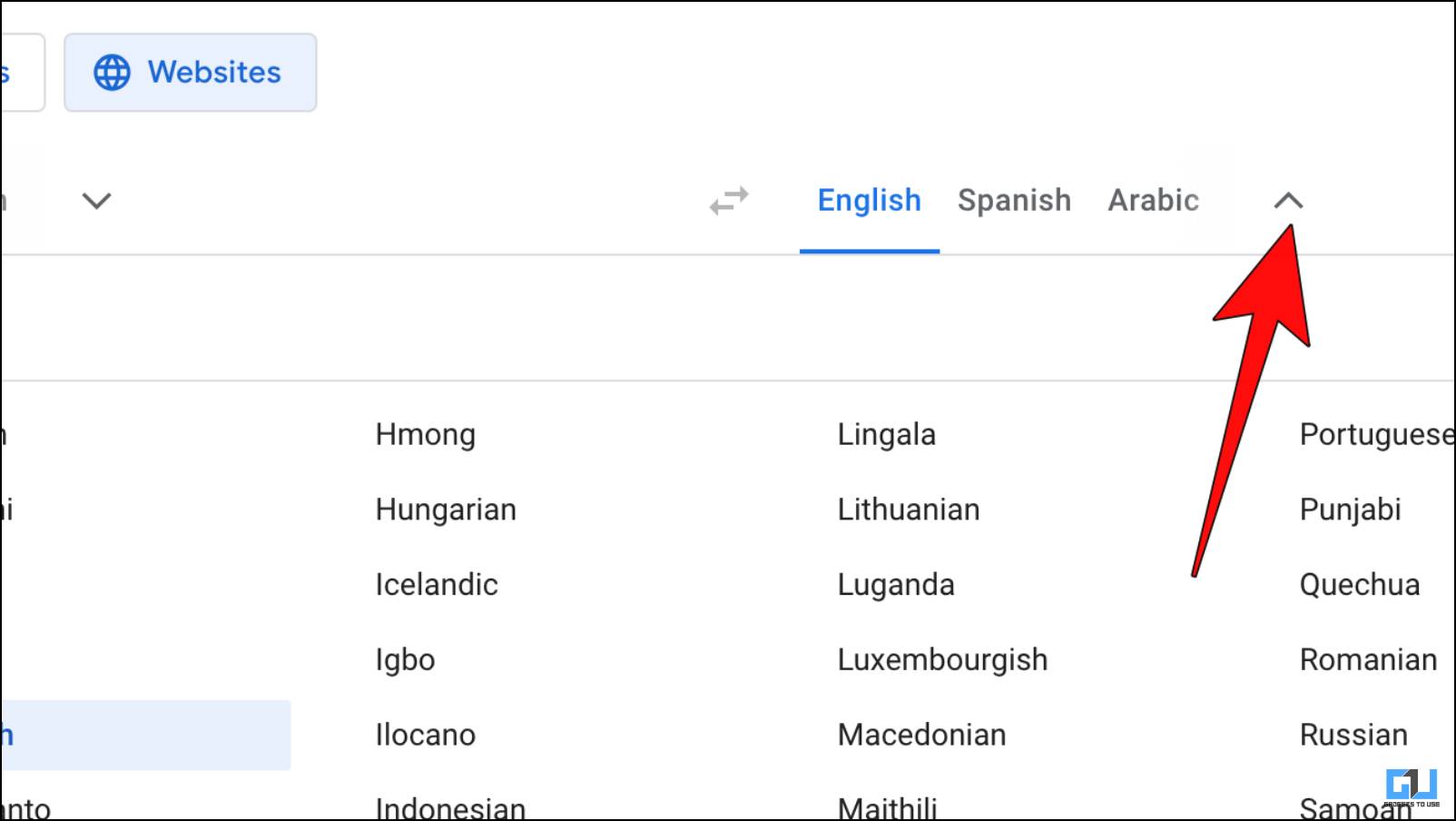 Select Language to Translate Website to