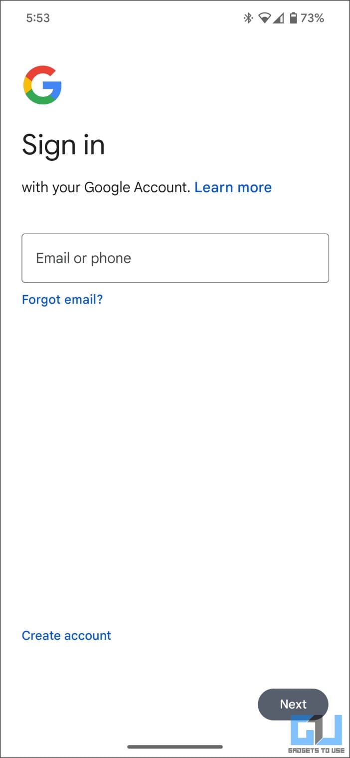 Enter Google Email ID and password