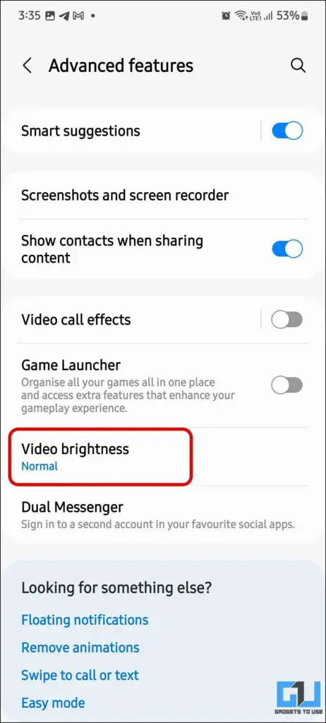 Tap on Video brightness