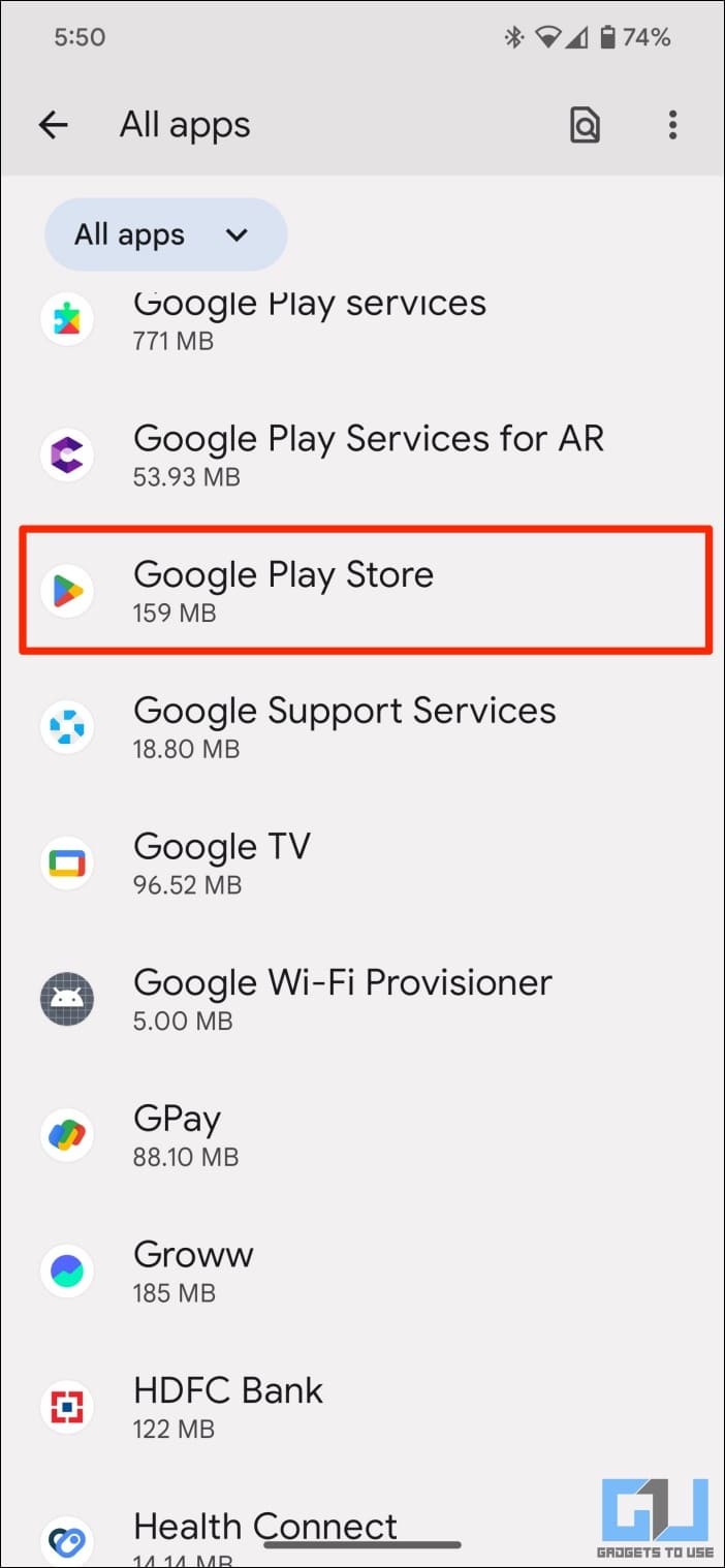 Select Google Play Store