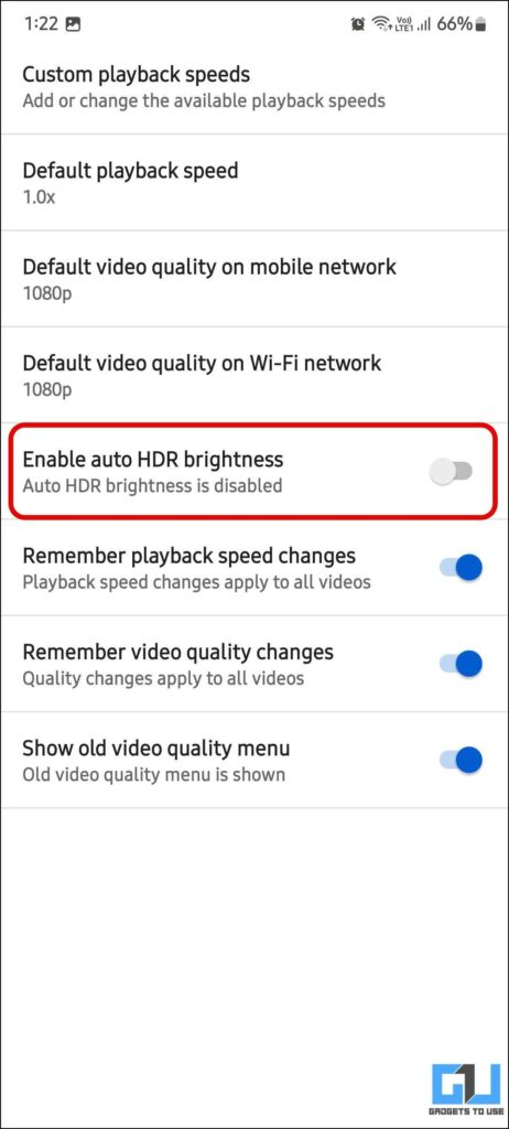 Disable auto HDR brightness in ReVanced App