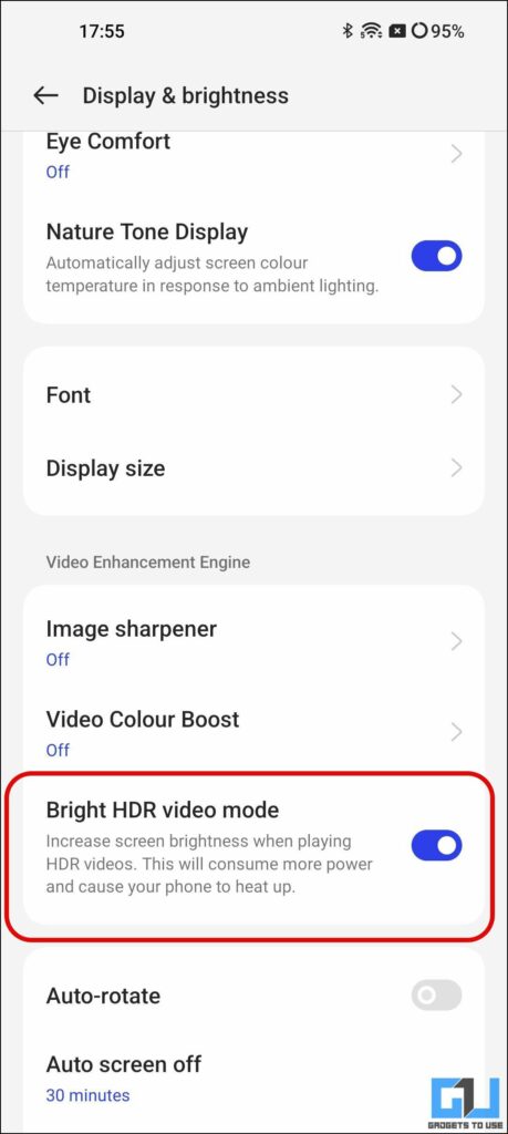 Disable Bright HDR video Mode