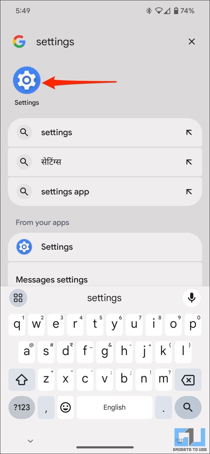 Opening Settings from Android Search