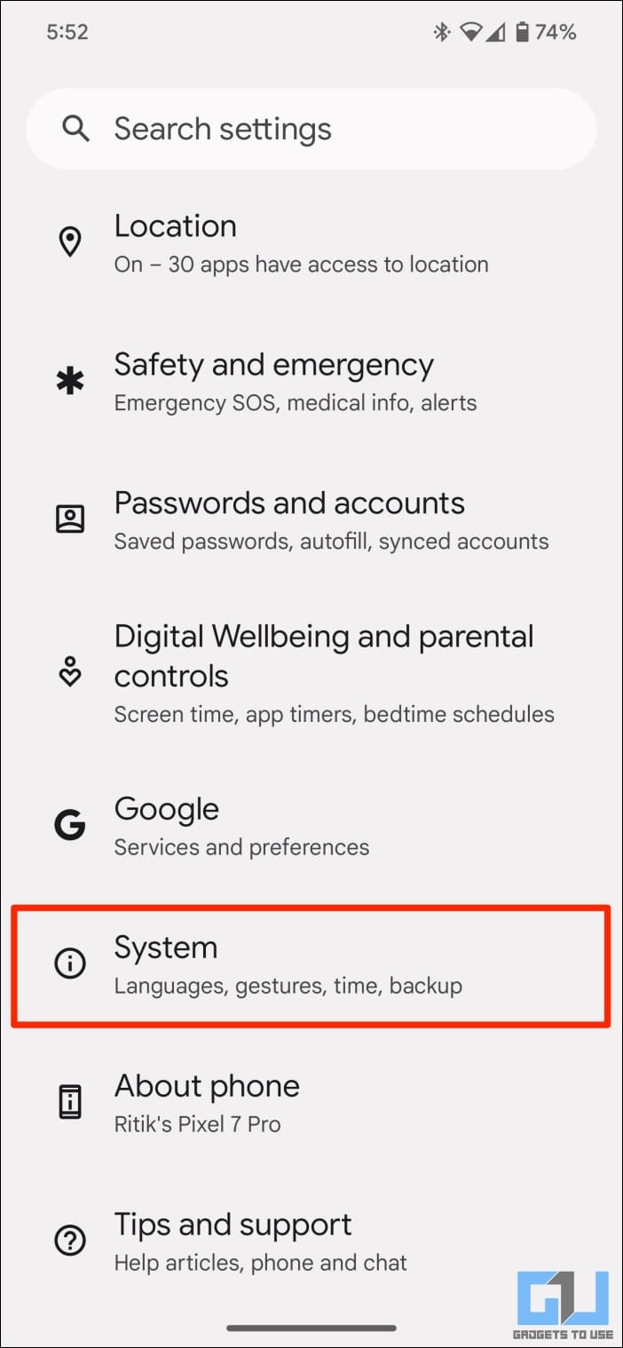 In Settings, tap System